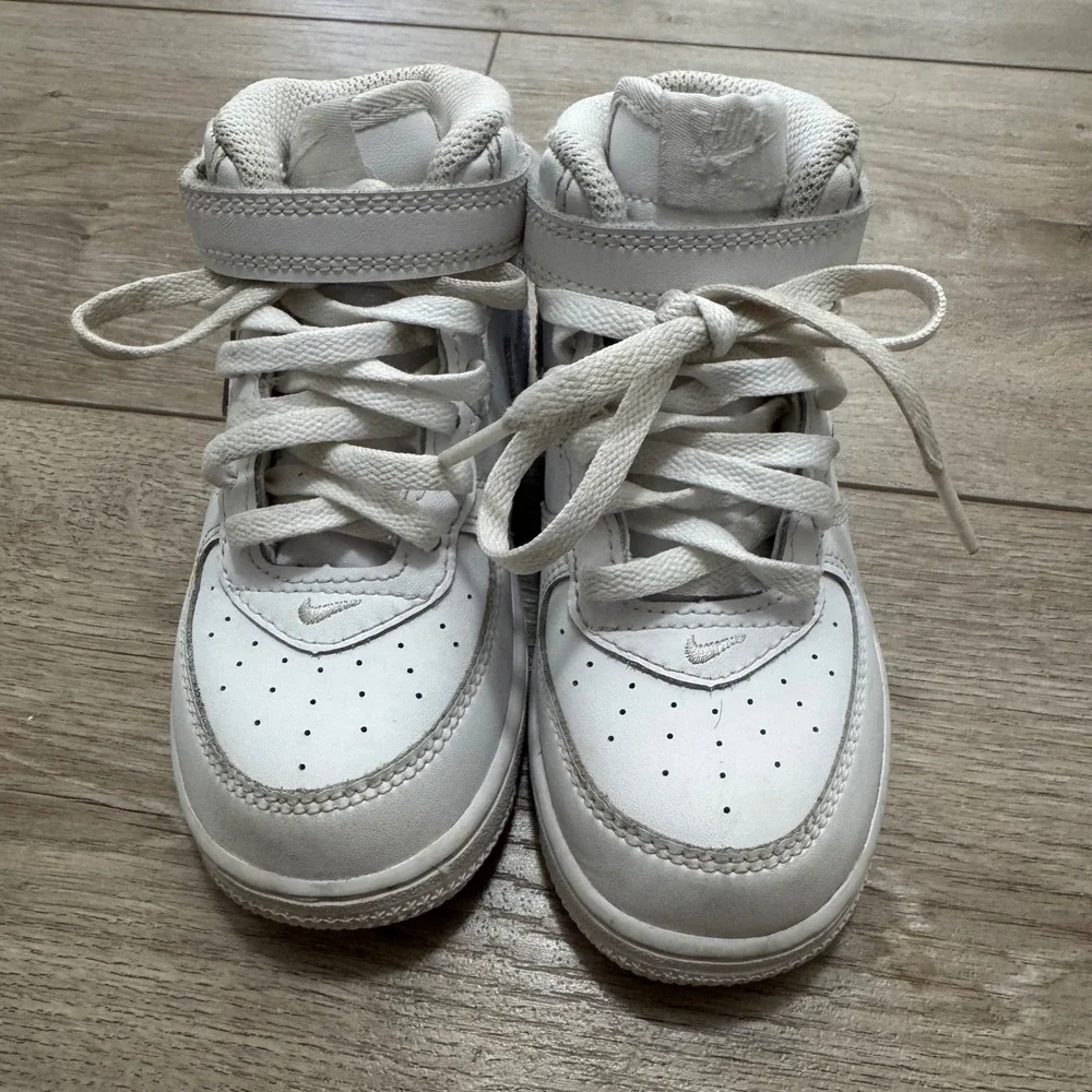Nike Air Force 1 Mid Toddler 9C White Leather Sneakers DH2935-111